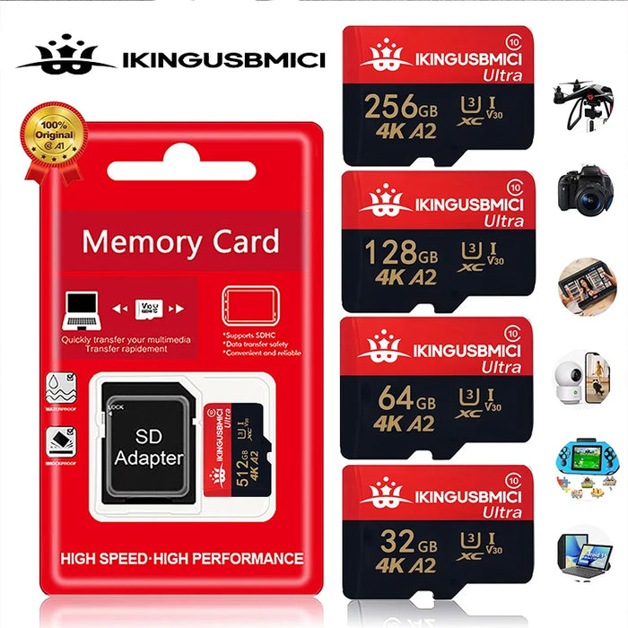 Original micro SD Card Ultra 16GB Fast Speed 150MB/S Memory Car d 32G 64G 256GB 512GB 8GB A1 U1 UHS-I C10 Trans Flash Card