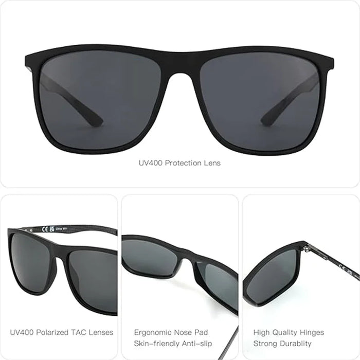 ZENOTTIC New Square Polarized Sunglasses for Men Ultralight Carbon Fiber Sun Glasses Driving Fishing Golf Sport UV400 Protection