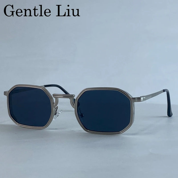 Steampunk Classic Rectangle Sunglasses Men 2026 Luxury Brand Punk Polygon Metal Frame Sun Glasses For Male Driving Eyewear Shade