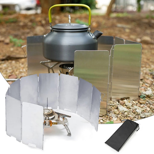 Paravientos para Estufa de Camping, 9 Placas Plegables, Deflector de Viento para Cocinas de Gas, Accesorio para Estufas de Exterior
