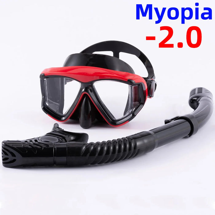 Optical Myopia Snorkel Set Diving Mask Nearsighted Swimming Goggles Short Sighted Panoramic Wide View Adults Youth -1.0To-6.0