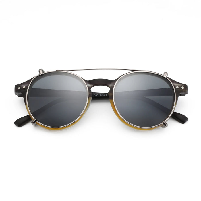 ZENOTTIC-Steampunk Style Clip On Sunglasses for Men Women Anti Blue Light Glasses+Polarized Clip Fashion/Retro Computer Eyewear