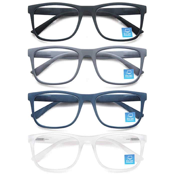 Lunettes de lecture extra-larges pour hommes et femmes. Monture carrée classique. Lunettes anti-lumière bleue avec verres de prescription.