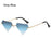 Triangle Diamond Shaped Sunglasses for Women Men Vintage Clear Ocean Gradient Glasses Rimless Polygon Sun Glasses