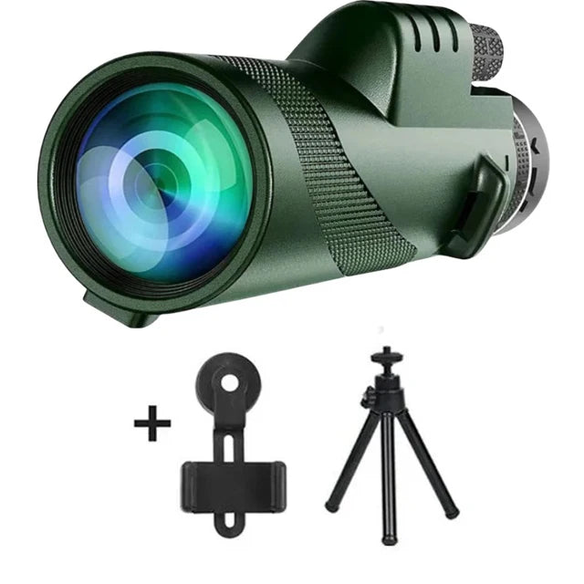 80x100 HD ZOOM Powerful Monocular Telescope Portable Binoculars Long Range Telescope Hunting Camping With Tripod Phone Clip
