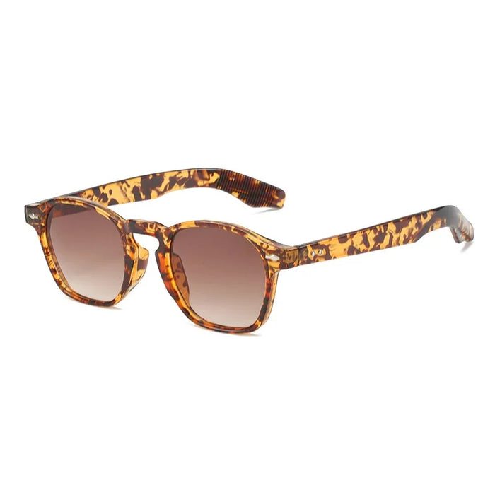 Fashion Small Irregular Square Sunglasses Women Retro Round Clear Ocean Lens Shades UV400 Men Rivets Luxury Sun Glasses