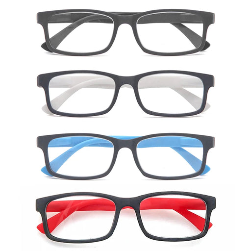 MODFANS Gafas de lectura rectangulares clásicas mate, patillas de color liso, para hombres y mujeres, graduación de +1.0 a +4.0.