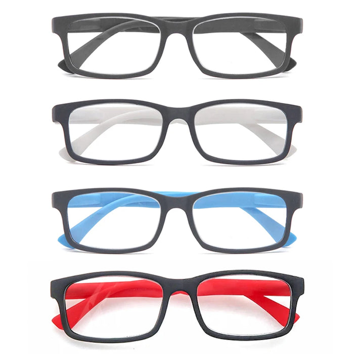 MODFANS Rectangular Classic Matte Frame, Solid-Color Temples, Reading Glasses for Men and Women, Prescription +1.0 to +4.0.