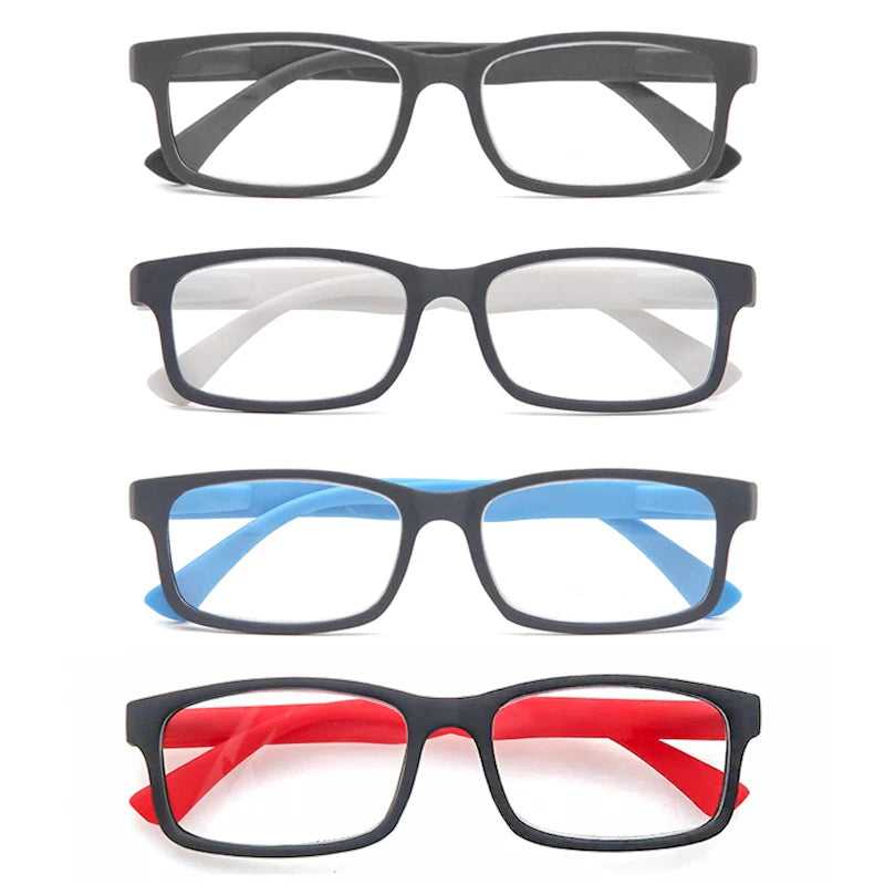 MODFANS Rectangular Classic Matte Frame, Solid-Color Temples, Reading Glasses for Men and Women, Prescription +1.0 to +4.0.