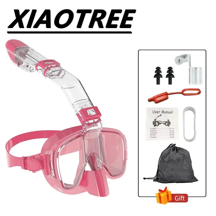 Snorkel and Diving Mask Foldable Anti-Fog Diving Mask Set with Full Dry Top System Adults Diving Goggles Diving Camera Support