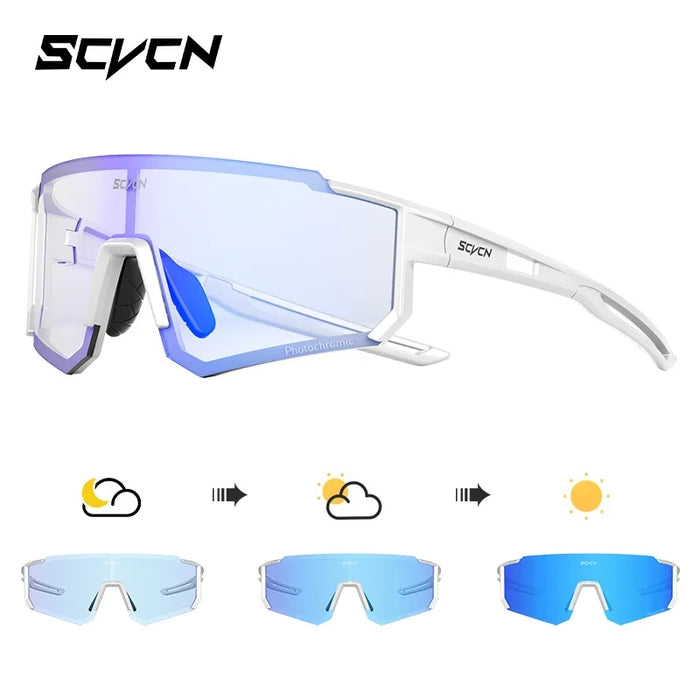 SCVCN Color Photochromic Cycling Glasses Men MTB Cycling Sunglasses Women Road Bike Glasses Outdoor Sports Bicycle Sunglasses