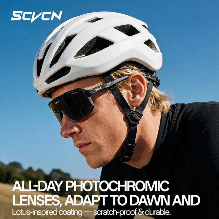 5PACK SCVCN Outdoor Photochromic Cycling Sunglasses MTB Bike Cycling Goggles Men Women Bicycle Sports Hiking Eyewear UV400 Pickleball