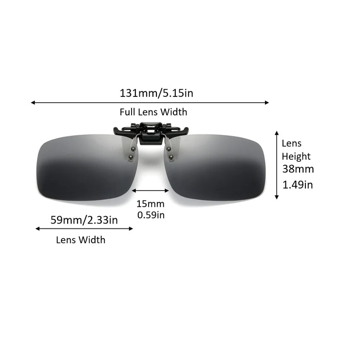 VIVIBEE Classic Flip Up Clip on Sunglasses Fishing Men Square Polarized Lens Night Vision Driving UV400 Women Glasses