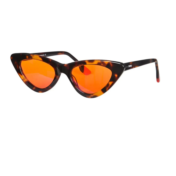 SHINU Sleep Better vintage cat eye glasses women acetate glasses red orange clear lens blue light lock for women y2k eyeglasses