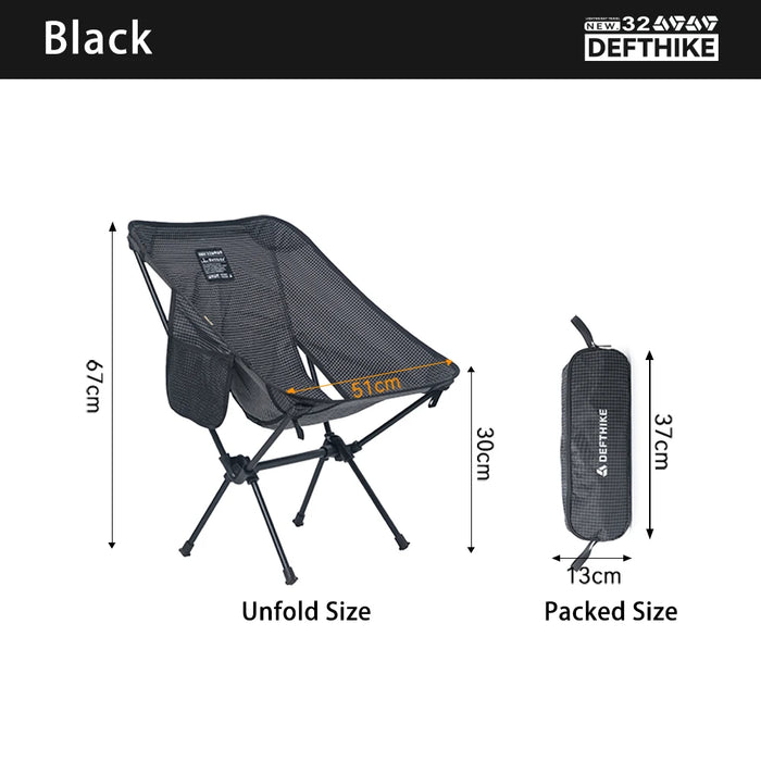 Defthike Official Folding Chair Oversized Camping Chair 7 Series Aluminum Alloy Load Capacity 150kg Outdoor Portable Chair Home