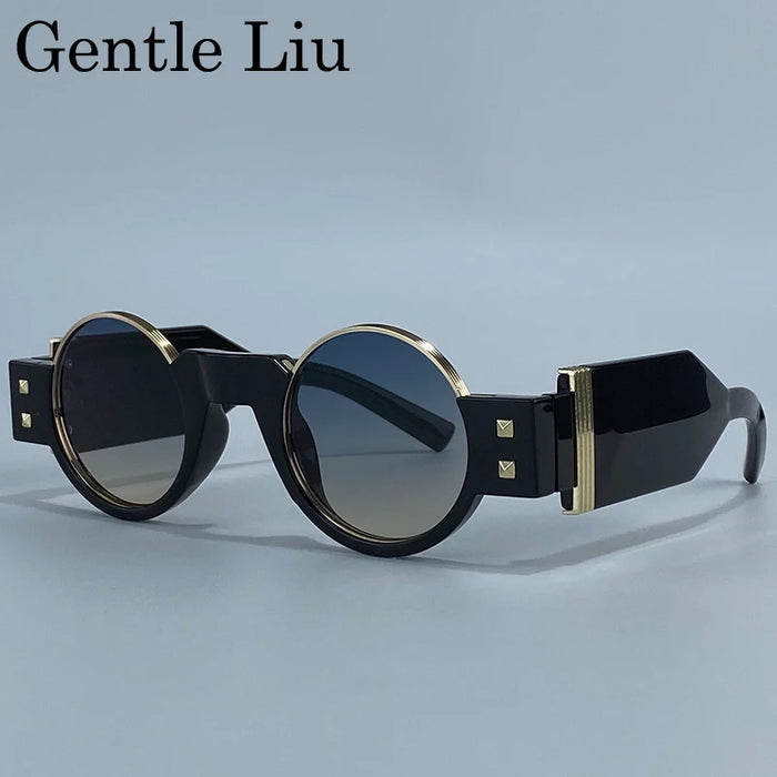 Lunettes de soleil rondes Steampunk gothiques à petite monture pour hommes 2026, marque de luxe Y2K, lunettes de soleil punk pour hommes, monture épaisse rétro