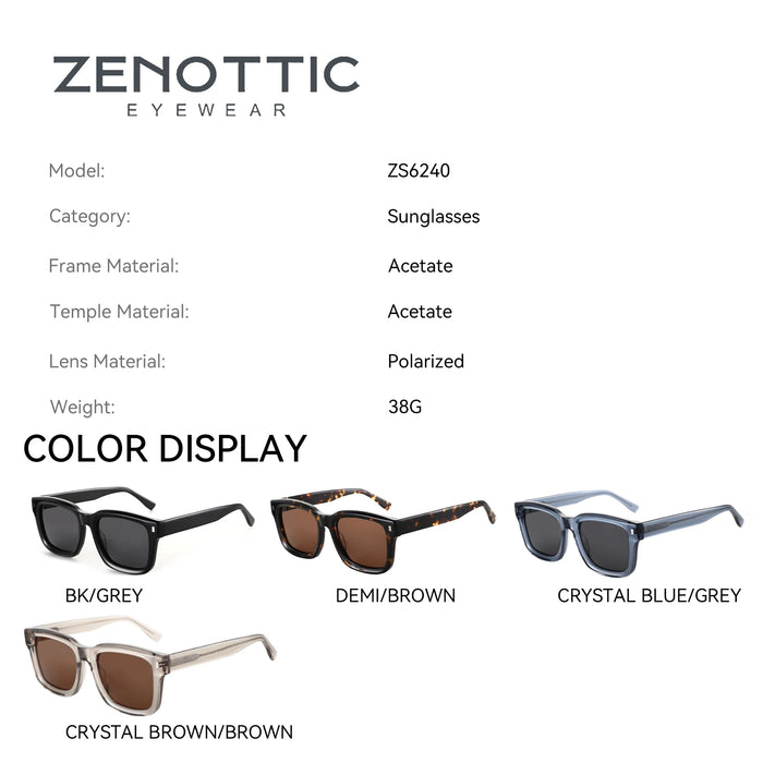 Z 2026 Trend Square Polarized Sunglasses Handmade Acetate Sun Glasses Fashion Patchwork Shades ZS6240