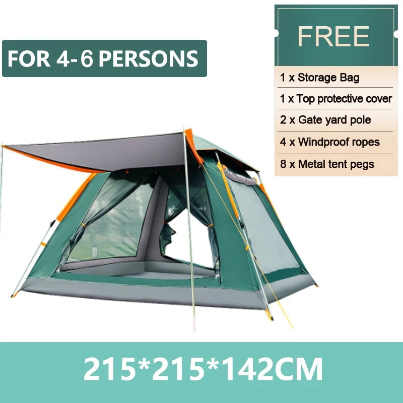 Goture Outdoor Camping Tent 2-6 People Portable Folding Automatic Tent Beach Fishing Family Travel  Park Anti-UV Shade
