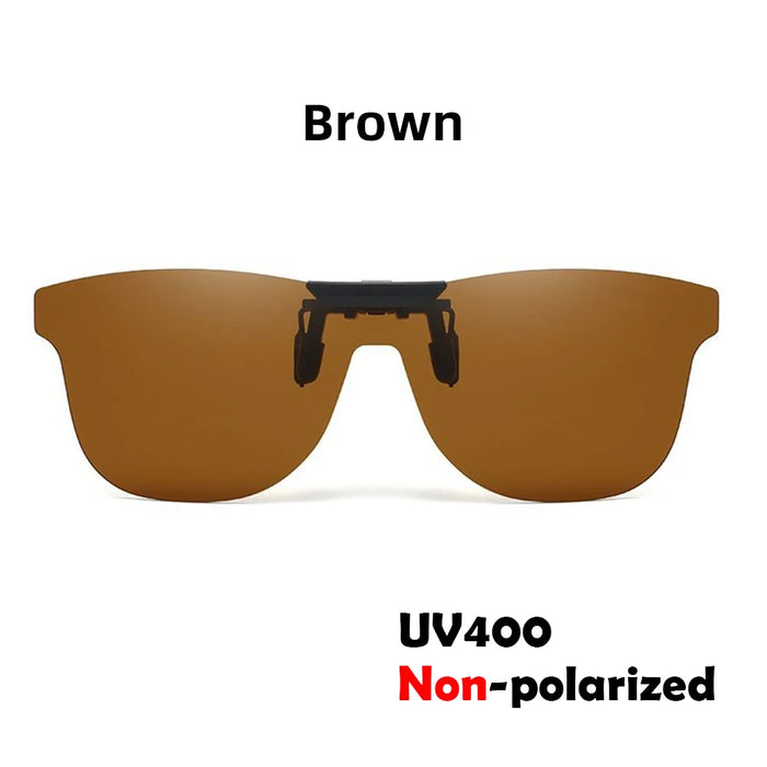 VIVIBEE Square Non Polarized Flip Up Clip On Sunglasses Dark Anti Glare Lens UV400 See Digital Screen Car Driving Sun Glasses