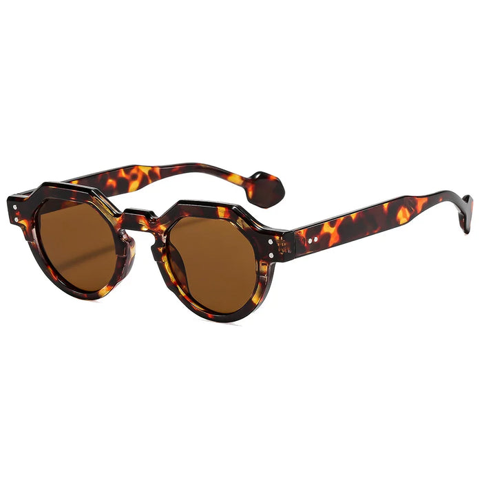 Lunettes de soleil rétro carrées irrégulières pour femmes, petite taille, UV400, verres ronds pour hommes, rivets punk