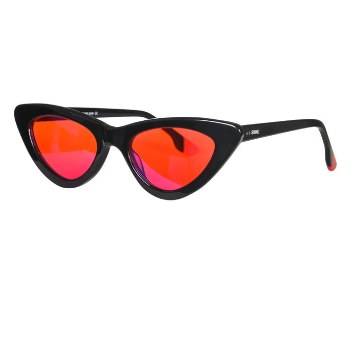 SHINU Sleep Better vintage cat eye glasses women acetate glasses red orange clear lens blue light lock for women y2k eyeglasses