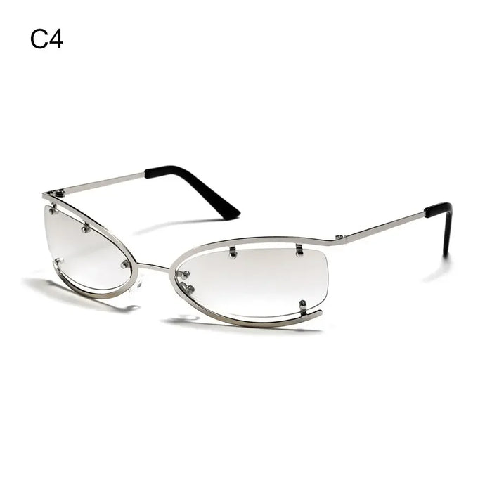 Fashion Y2K Wrap Around Sunglasses for Women Men Rimless Sun Glasses 2000'S Punk Sunglasses Goggles Shades UV400 Eyewear