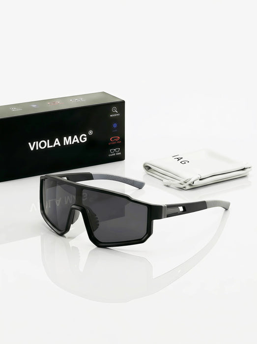 VIOLA MAG Gafas de Ciclismo a la Moda, Unisex, Montura Grande, Patillas de Goma Antideslizantes Adecuadas para Correr, Pescar, Senderismo y