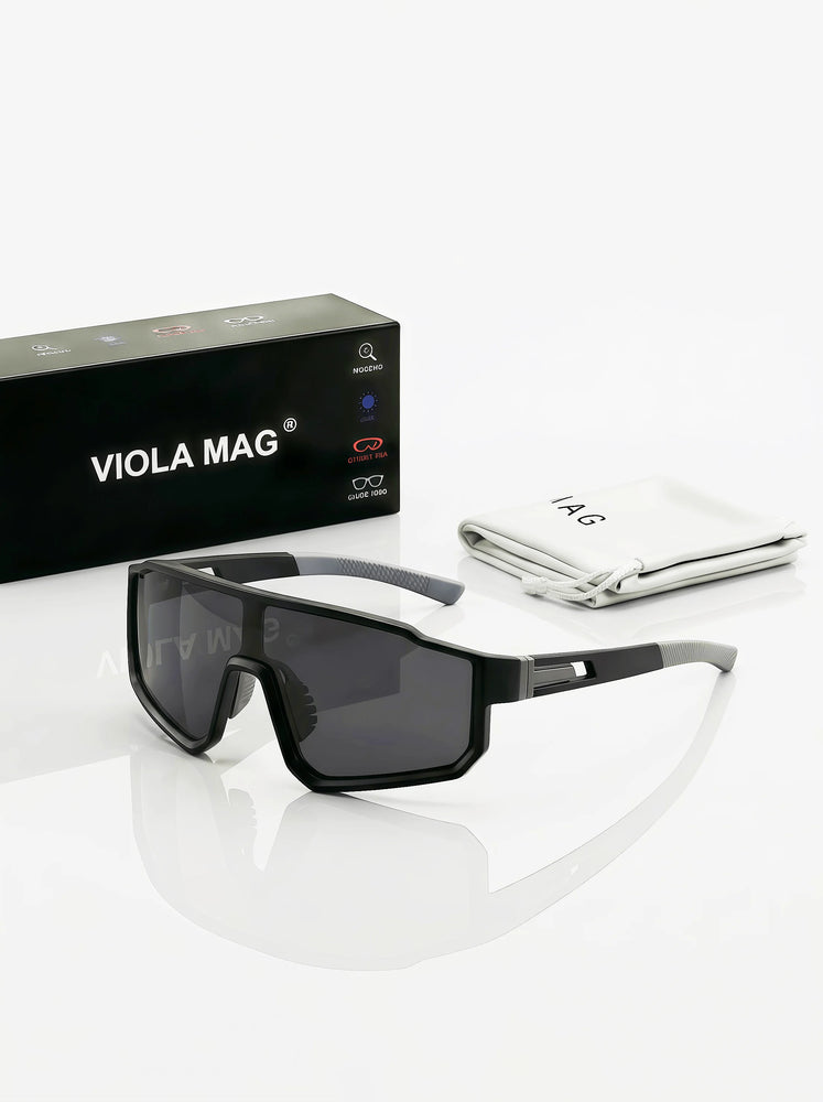 VIOLA MAG Gafas de Ciclismo a la Moda, Unisex, Montura Grande, Patillas de Goma Antideslizantes Adecuadas para Correr, Pescar, Senderismo y
