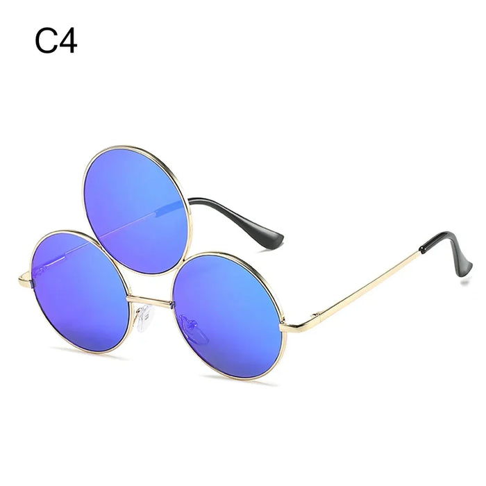 Novel Third Eye Round Metal Frame Sunglasses Chinese Style Erlang God Three Eyes Glasses Funny Party Halloween Cosplay Glasses