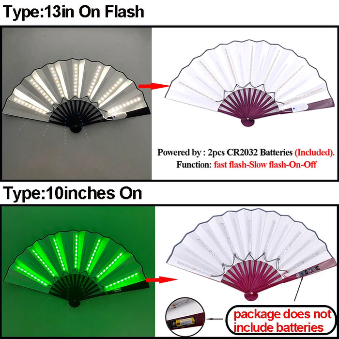 Luminous Folding LED Fan Dancing Light Fan Flashing For Night Music Show Rave Festival Accessories Glowing In The Dark Party