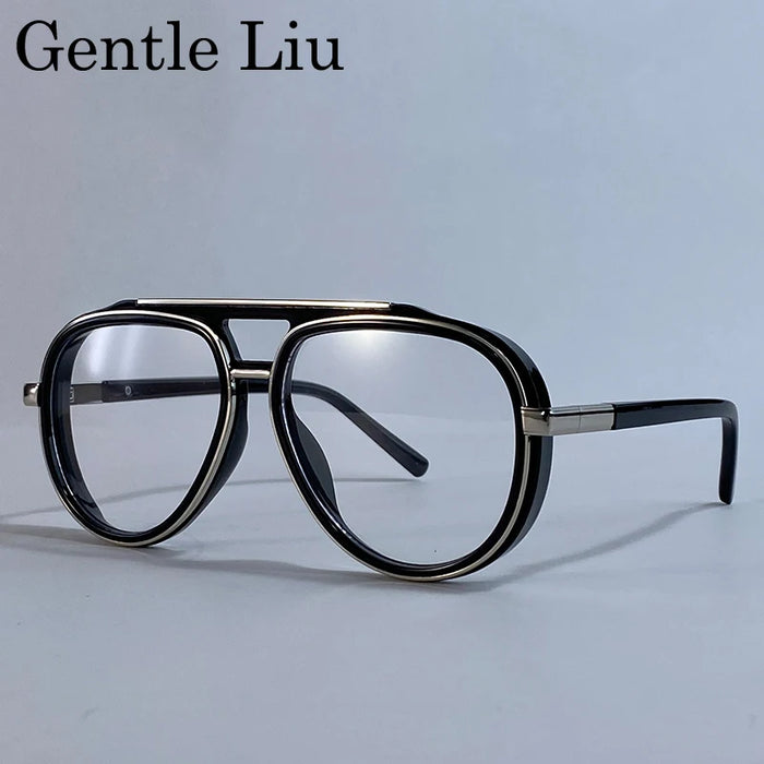 Gafas de sol polarizadas ovaladas piloto estilo Steampunk de gran tamaño para hombre, marca de lujo 2026, con doble puente, gafas de sol para hombre, lentes clásicas