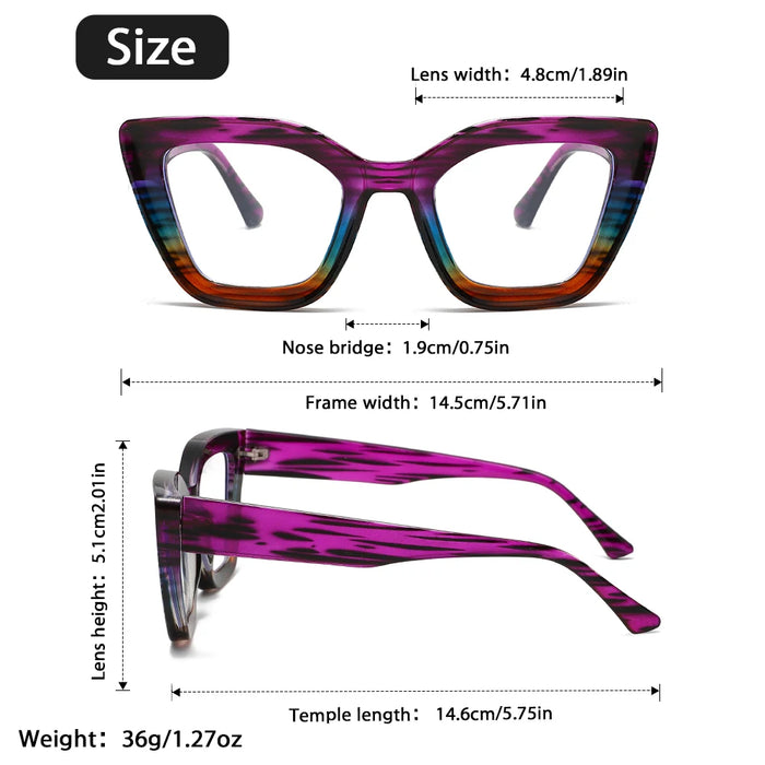 Gafas de lectura progresivas de gradiente morado con marco de bisagra metálica, elegantes gafas de lectura recetadas para adultos