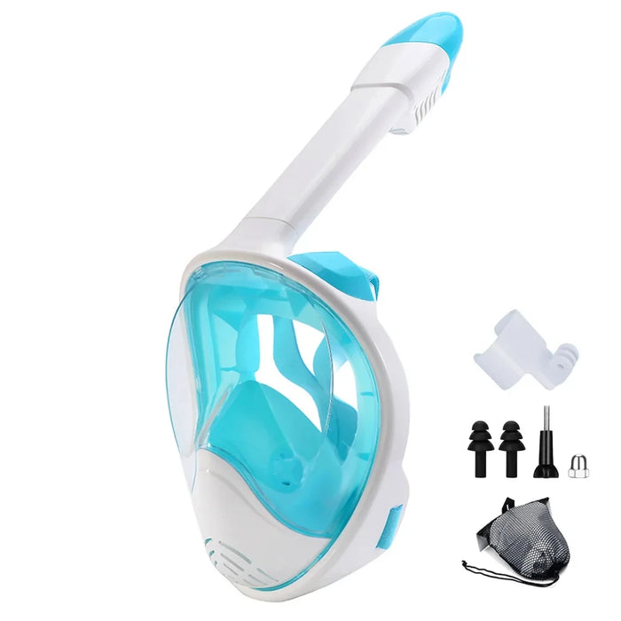 Full Face Snorkel Mask Snorkeling Swimming Diving Mask with Detachable Camera Mount Wide View Anti-Fog Anti-Leak for Adult Youth