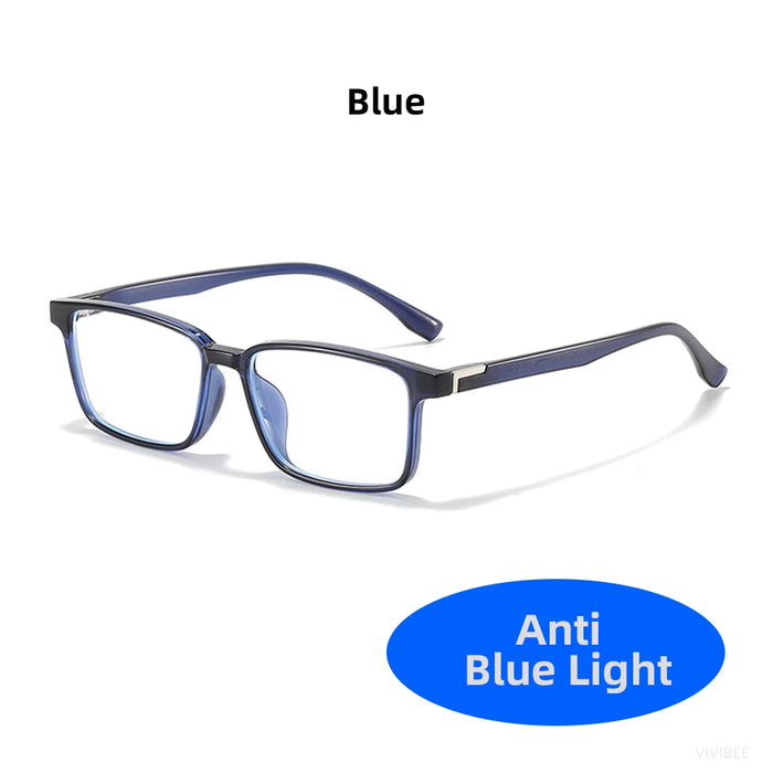VIVIBEE Classic Square Blue Light Blocking Glasses TR90 Men Women Office Anti Light Black Eyeglasses Computer Filter Goggles