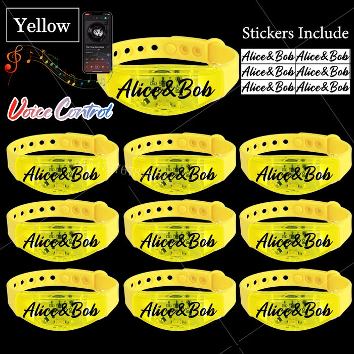 20-200 piezas Pulseras LED personalizables para bodas Pulsera de control de música y sonido Pulsera luminosa ajustable para bodas, cumpleaños, conciertos