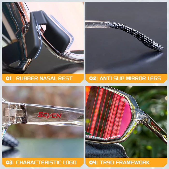 Scvcn Cycling Glasses Photochromic Sunglasses for Men Sun Mountain Bike Road Bicycle Eyewear Cycle Goggles Sports UV400 MTB