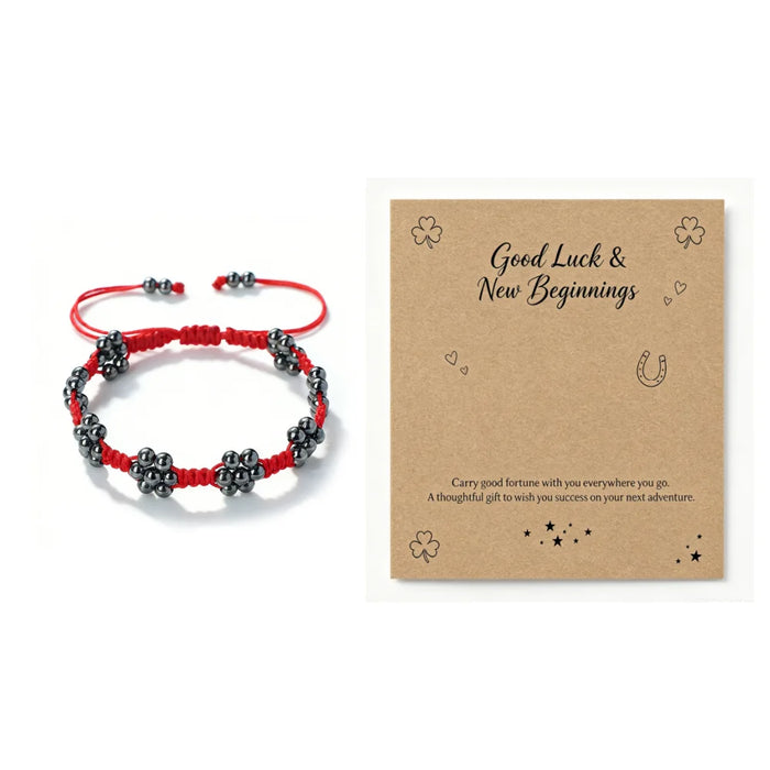 Handmade Red Rope Braided Bracelets Petal Shape Copper Beads Cluster Bangles for Women Men Friendship Couple Lucky Jewelry Gift