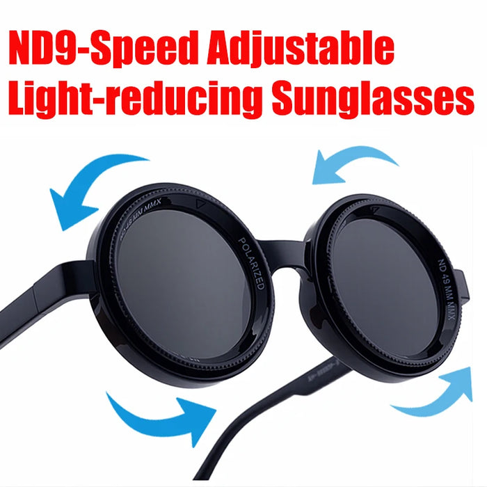 Polarized ND9 Adjustable Dimming Sunglasses Men 2026 Trendy Punk Round Sun Glasses UV400 Outdoor Shades Fishing Filter Eyewear