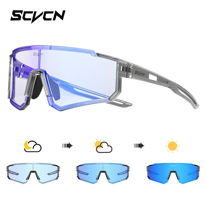 SCVCN Photochromic Cycling Glasses UV400 Protection Sports Running Sunglasses TR90 Men Women for MTB Bicycle Goggles Drving