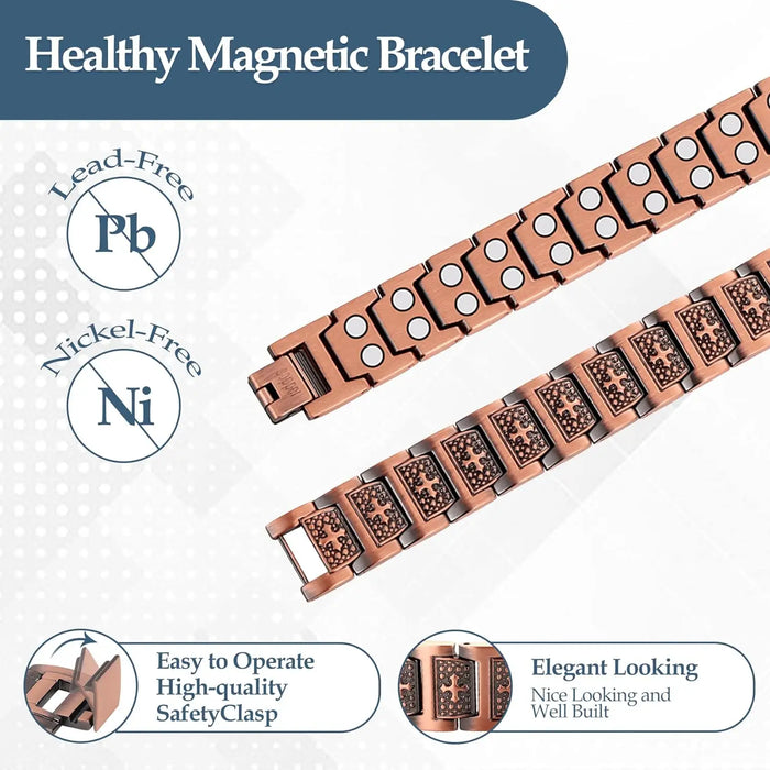 ARADOO Vintage Pure Copper Cross Men's Bracelet Magnetic Therapy Bracelet