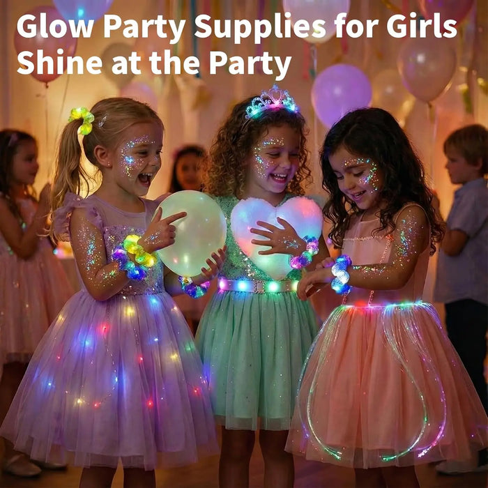 Light Up Scrunchies, LED Scrunchies Hair Bands, Elastic Glow in the Dark Srunchies Rave Accessories for Women Birthday Halloween