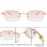 Petites lunettes de soleil rectangulaires punk sans monture homme 2026, monture léopard de luxe sans bords, verres découpés, style rétro, monture métal doré
