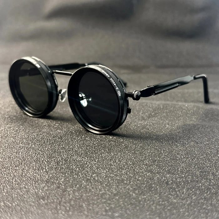 Lunettes de mode rétro steampunk rotatives pour hommes - Luminosité réglable, convient pour les fêtes et les tenues décontractées - Style bohème Gl