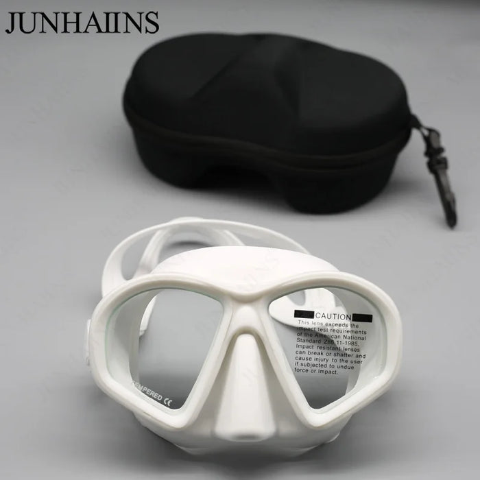 JUNHAIINS Tempered Glass Freediving Mask Snorkeling Set Foldable Snorkel J-Type Diving Mask with Camera Mount