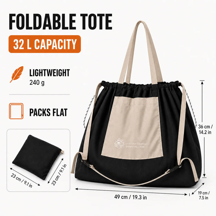 32L Large Capacity Foldable Tote Bag Ultralight 70D Nylon Shoulder Bag Waterproof Outdoor Camping Hiking Grocery Shopper Bag