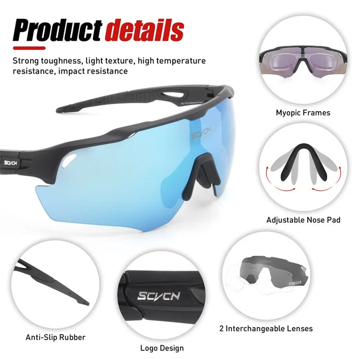 SCVCN Outdoor Bicycle Photochromic Glasses Men Cycling Glasses Polarized Cycle Sunglasses MTB UV400 Goggles Woman Bike Eyewear