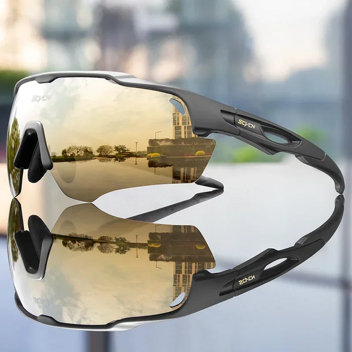 SCVCN Outdoor Bicycle Photochromic Glasses Men Cycling Glasses Polarized Cycle Sunglasses MTB UV400 Goggles Woman Bike Eyewear