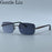 Rectangle Punk Rimless Sunglasses Men 2026 Luxury Designer Trendy Photochromic Sun Glasses Vintage Small Frame Driving Eyewear