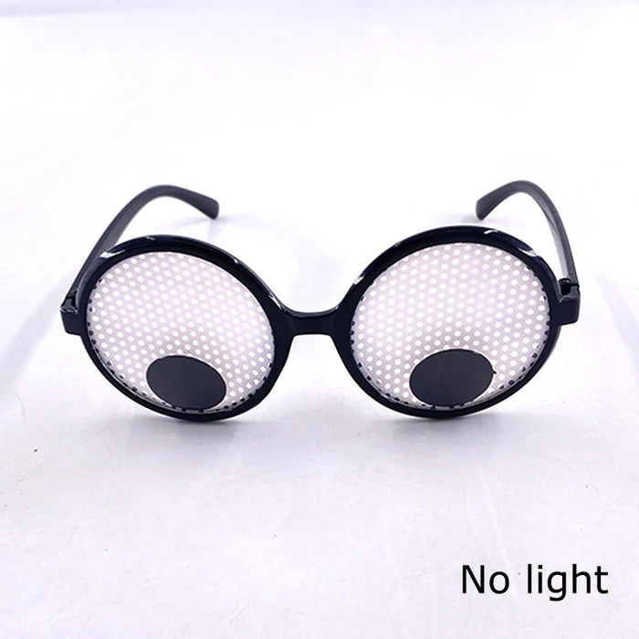 Gafas de neón con ojos móviles LED, musicales, rave, fluorescentes, para fiesta de Navidad, decoración, con montura redonda, divertidas, estilo dibujos animados.