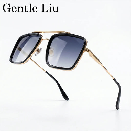 Gafas de sol cuadradas de metal estilo Steampunk extragrandes para hombre 2026, gafas de sol de doble puente de lujo de diseñador vintage, gafas retro para conducir